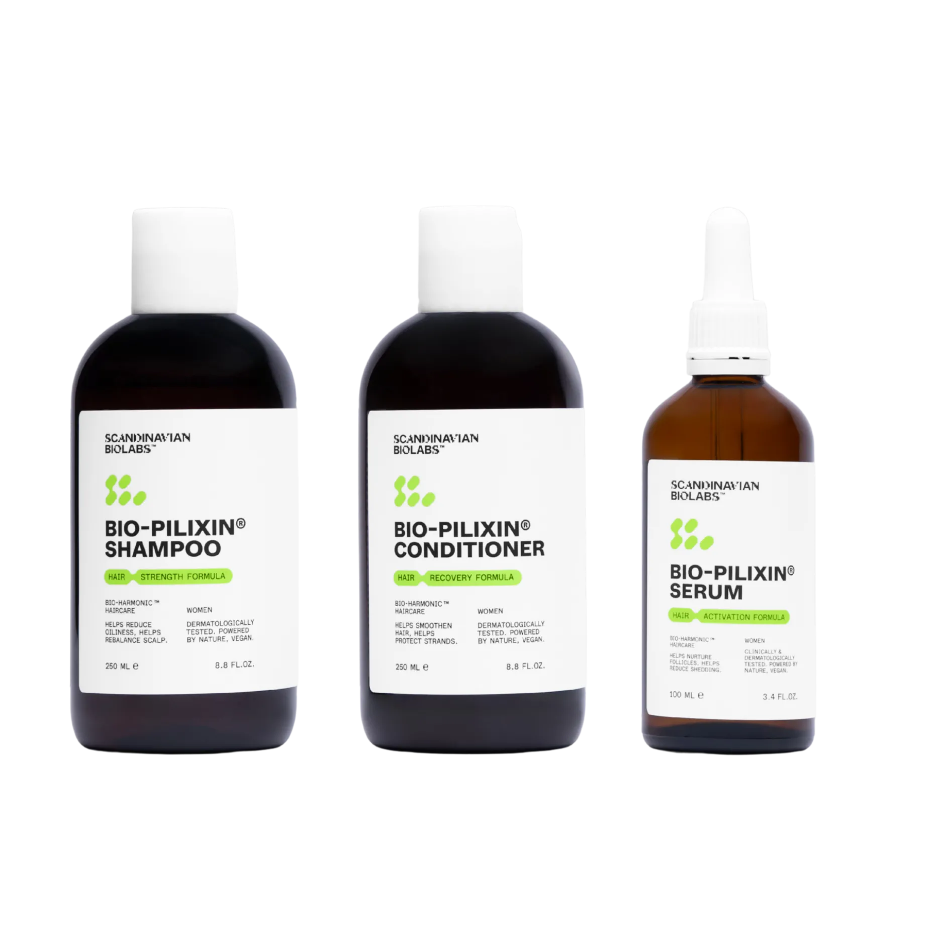 Scandinavian Biolabs Hair Routine Women Shampoo, Conditioner, Serum 600 ml