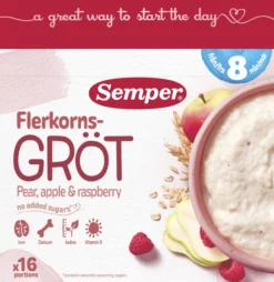 Semper Flerkornsgröt Päron/Äpple/Hallon från 8 månader