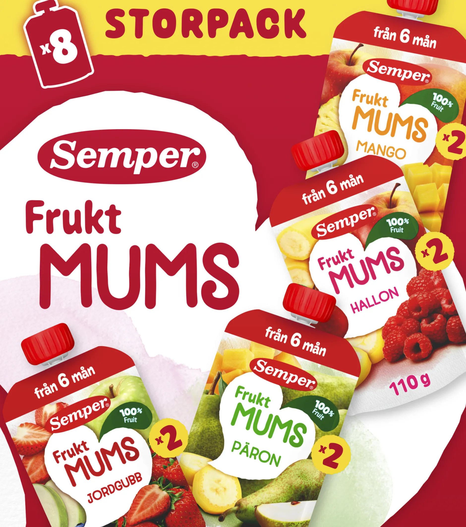 Semper Fruktmums Mix 6 månader 8 st