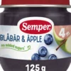Semper Fruktpuré Blåbär & Äpple 4 månader 125 g