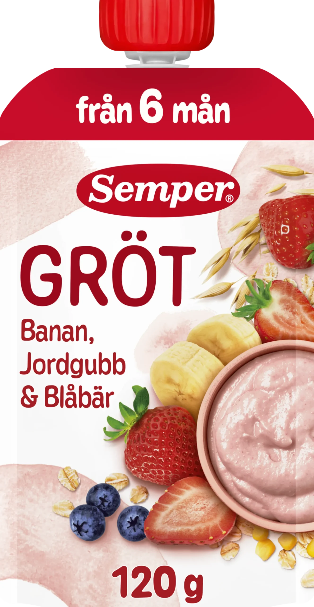 Semper Grötklämmis Jordgubb, Banan & Blåbär 120 g