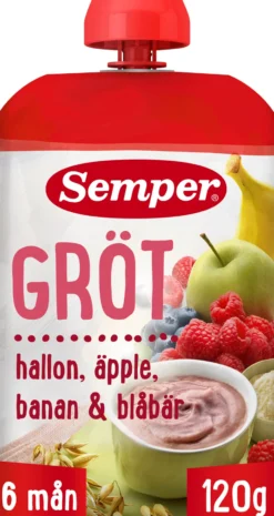 Semper Grötklämmis Äpple, Hallon, Banan & Blåbär 120 g