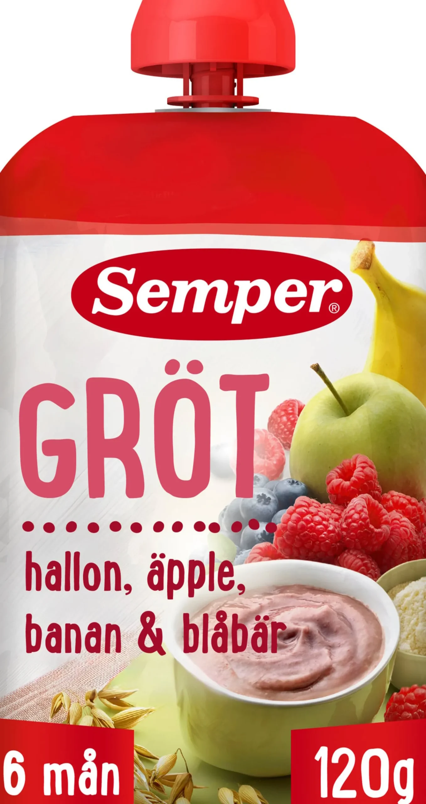 Semper Grötklämmis Äpple, Hallon, Banan & Blåbär 120 g