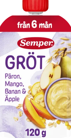 Semper Grötklämmis Päron & Mango 6 månader 120 g
