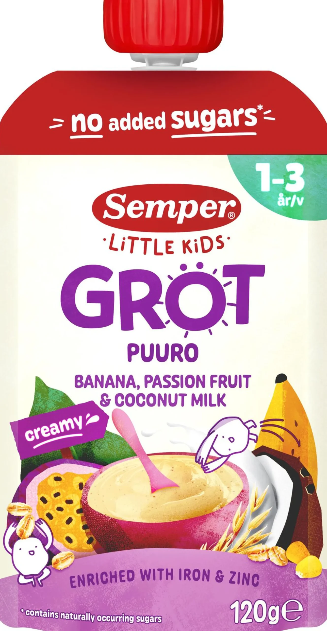 Semper Gröt Passionsfrukt Banan Kokos 1-3 år 120 g
