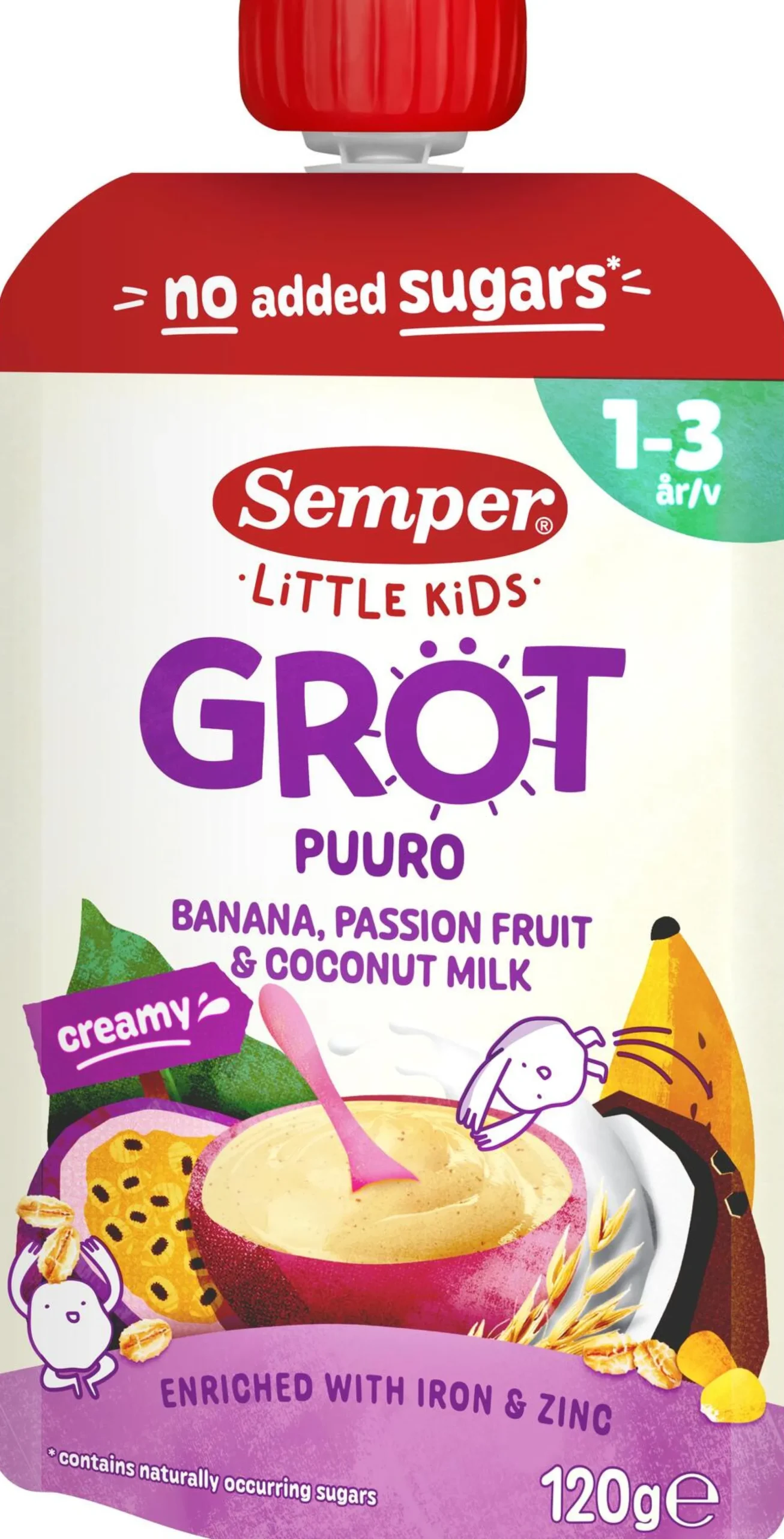 Semper Gröt Passionsfrukt Banan Kokos 1-3 år 120 g