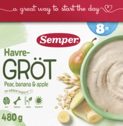 Semper Havregröt päron, banan & äpple från 8 månader 480 g