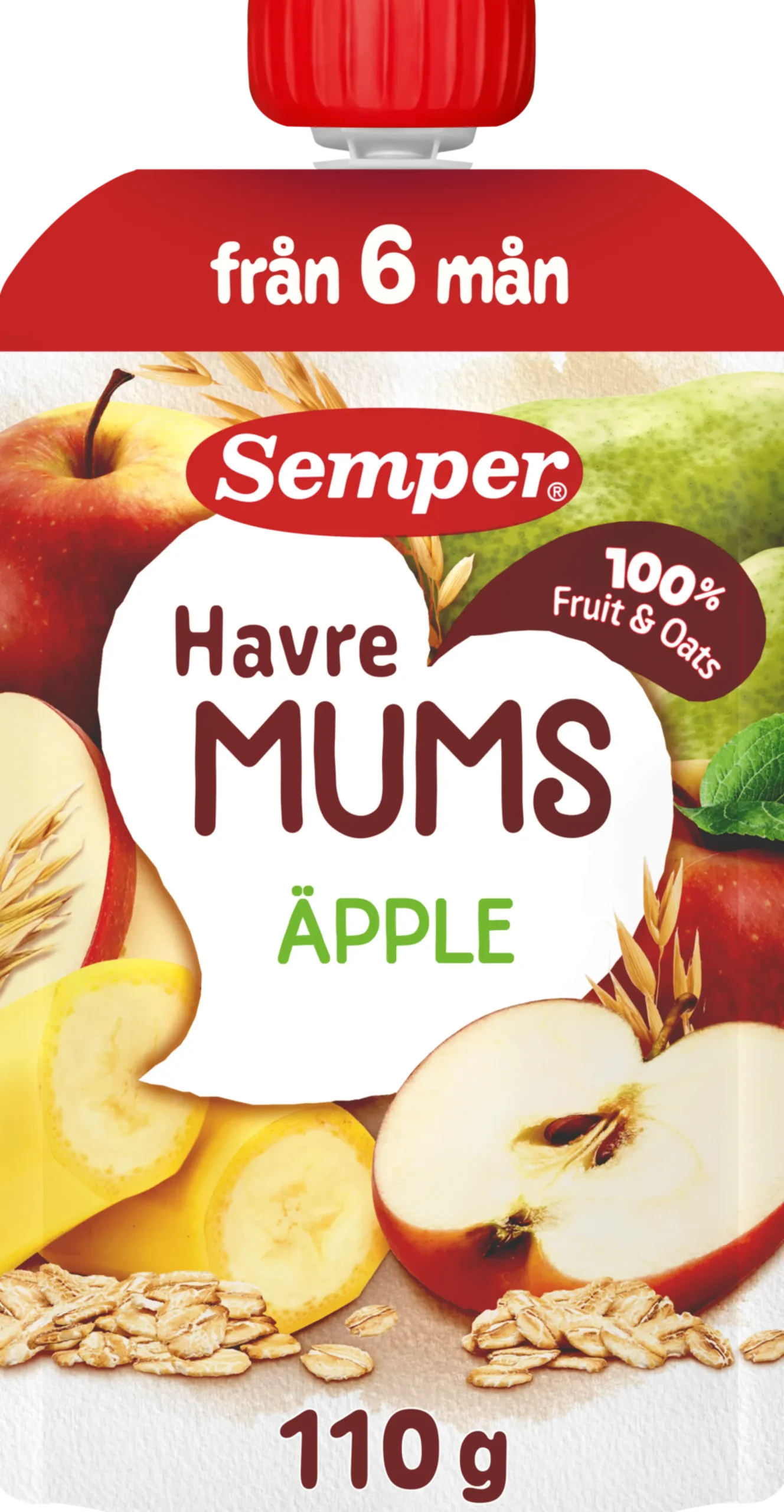 Semper Havremums Klämmis Äpple från 6 månader 110 g