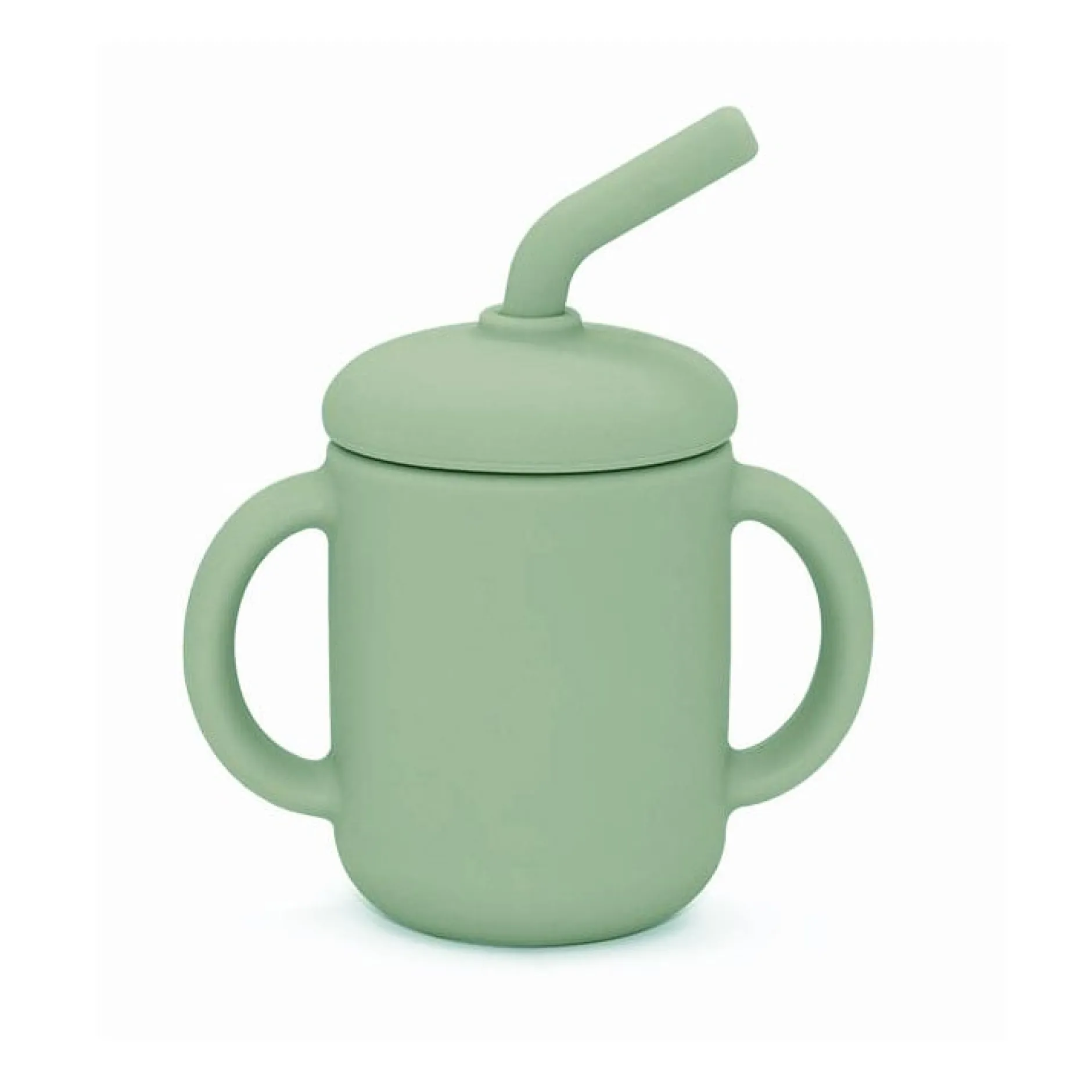 Silikonmugg med sugrör cameo green