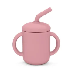 Silikonmugg med sugrör dusty rose