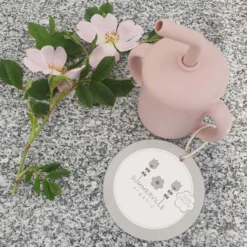 Silikonmugg med sugrör pale mauve