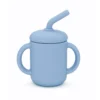 Silikonmugg med sugrör stone blue
