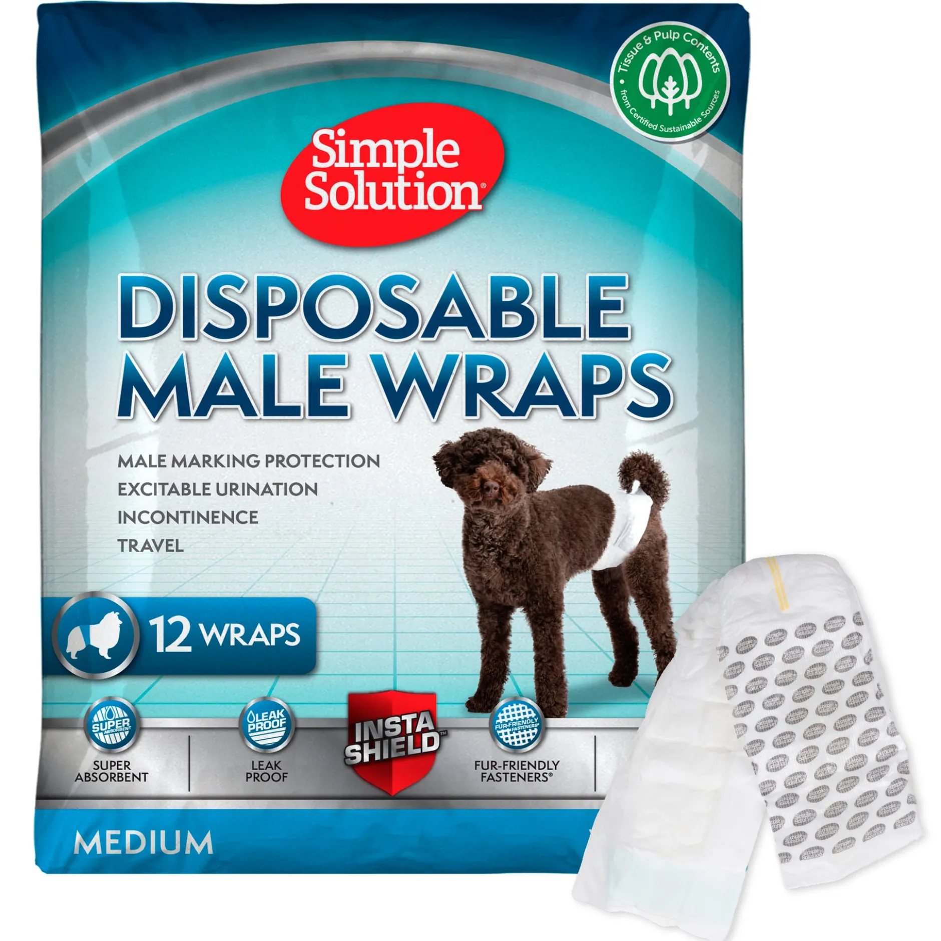 Simple Solution Disposable Male Wrap Medium 12-pack