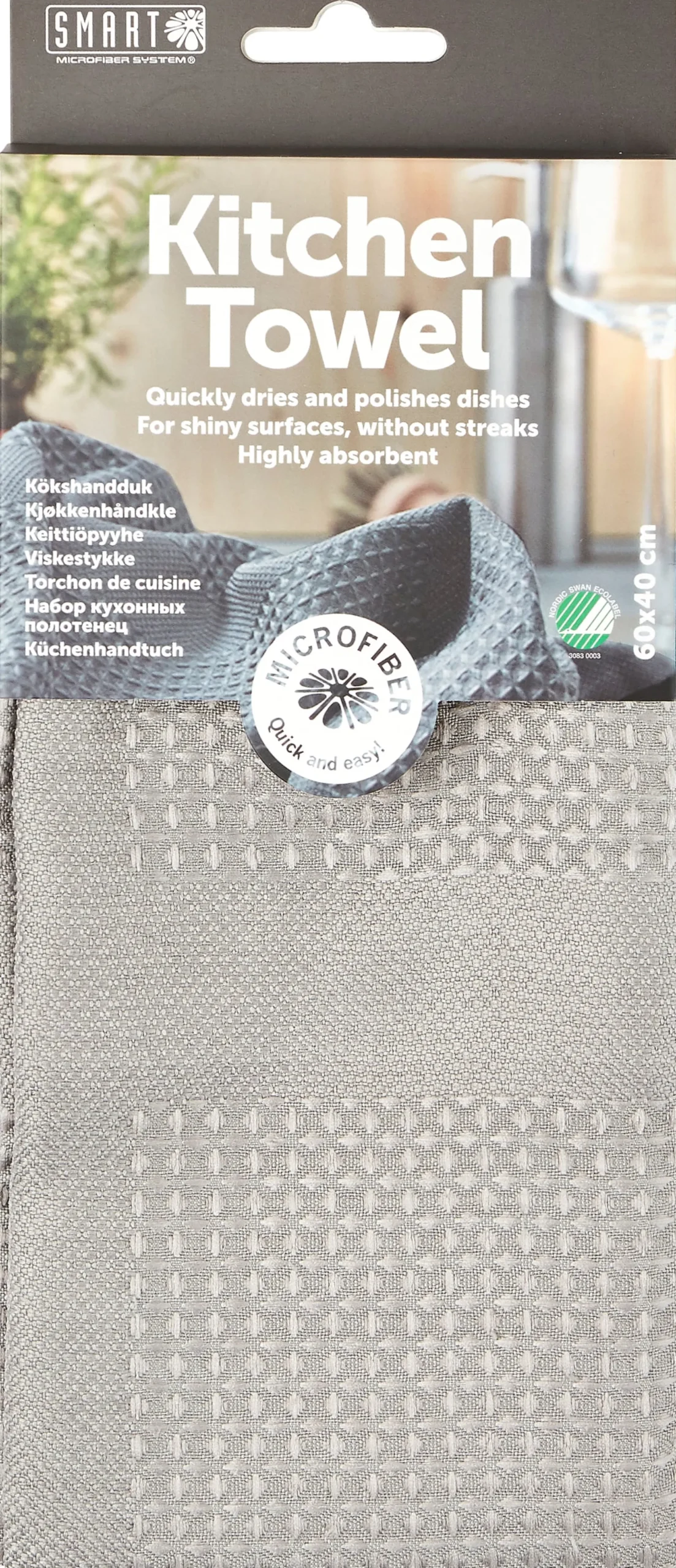 Smart Microfiber Kökshandduk Grå 1 st