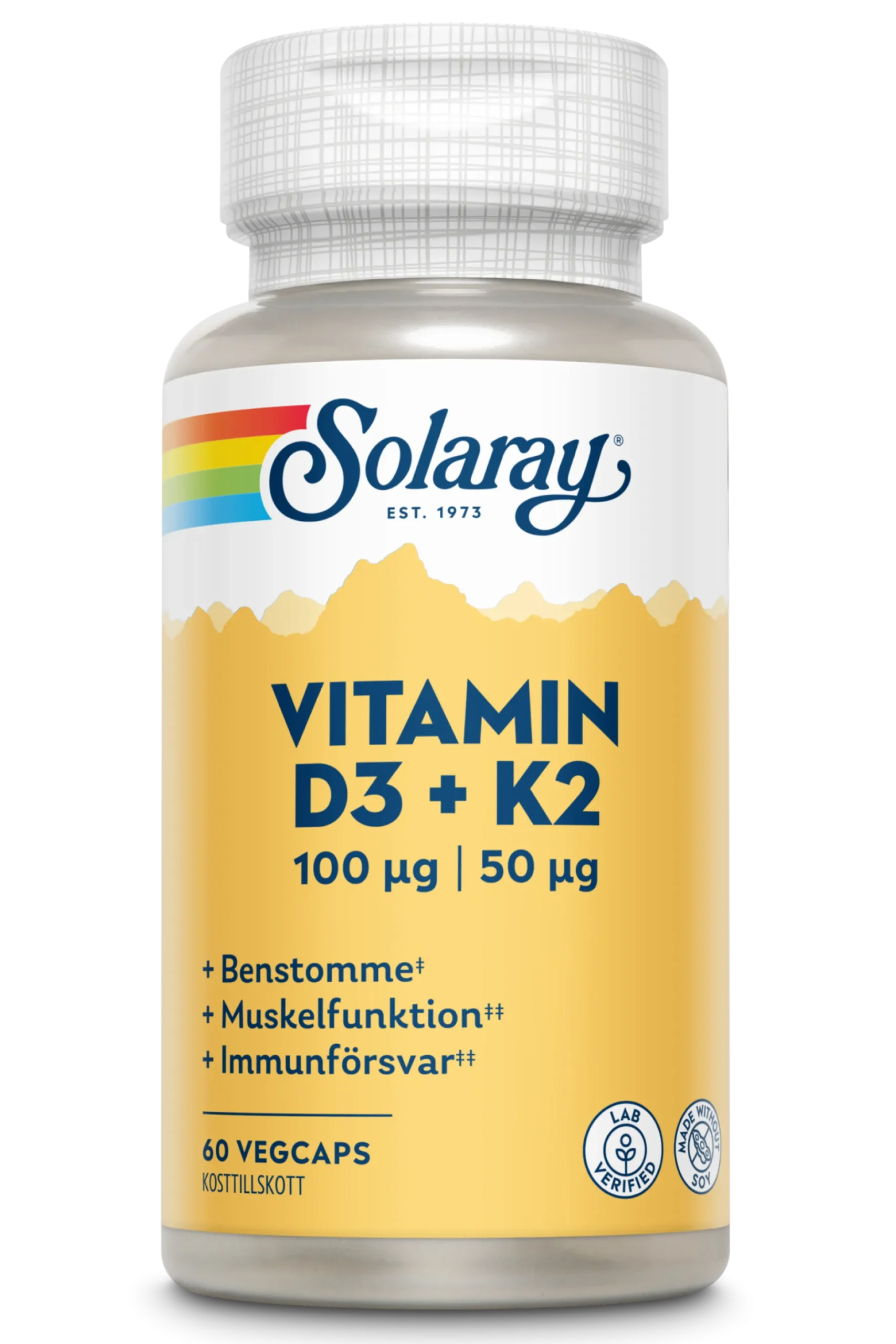 Solaray Vitamin D3 & K2 60 kapslar