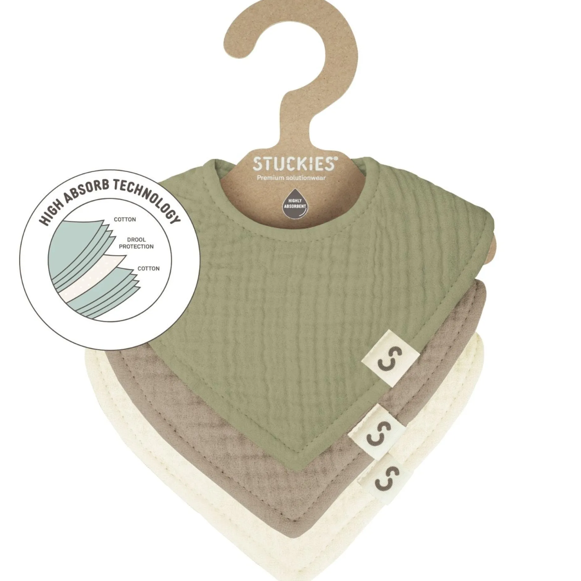 Stuckies Högabsorberande dregglisar Sage 3-pack