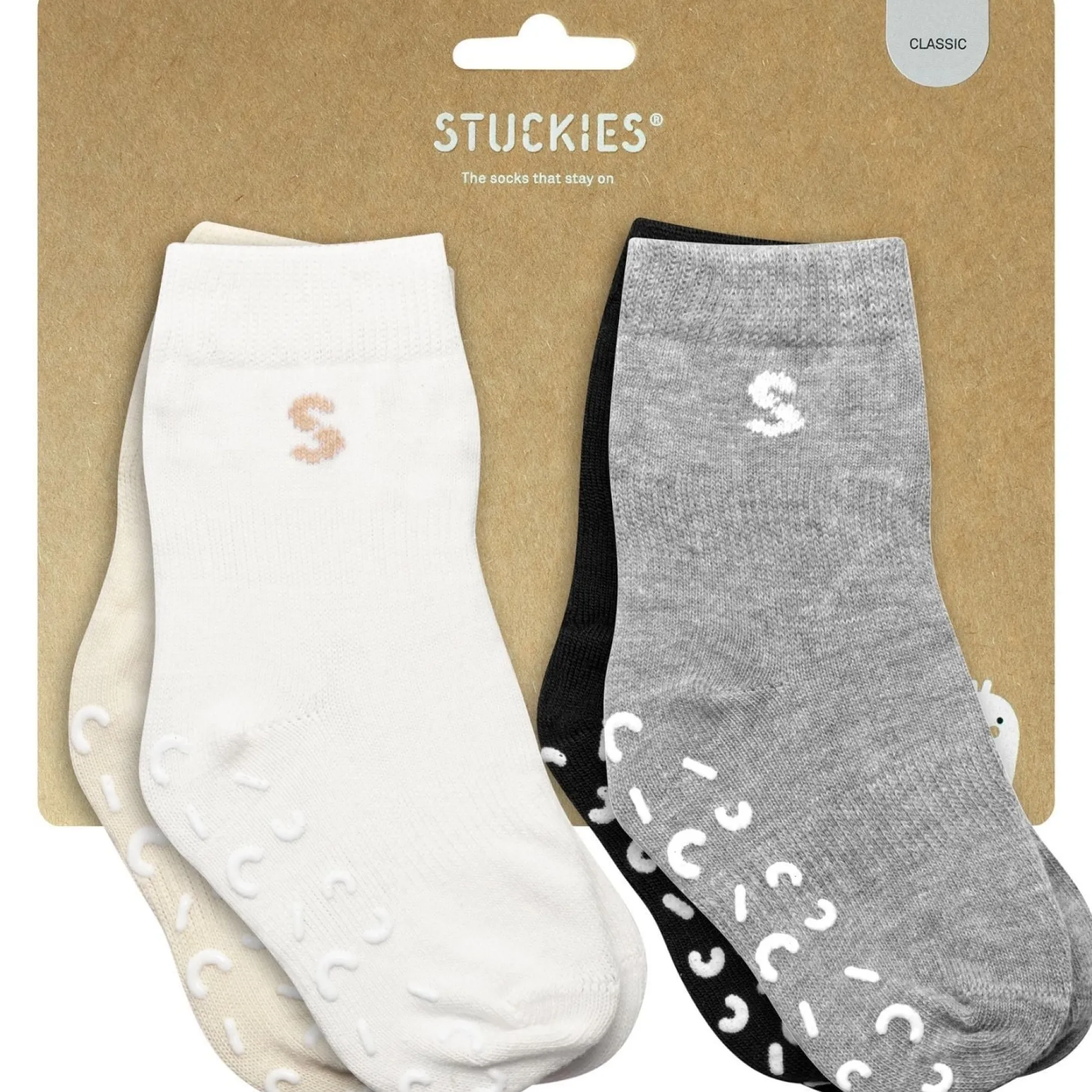 Stuckies Strumpor i bomull Classic 16/18 Anti-Slip 4-pack