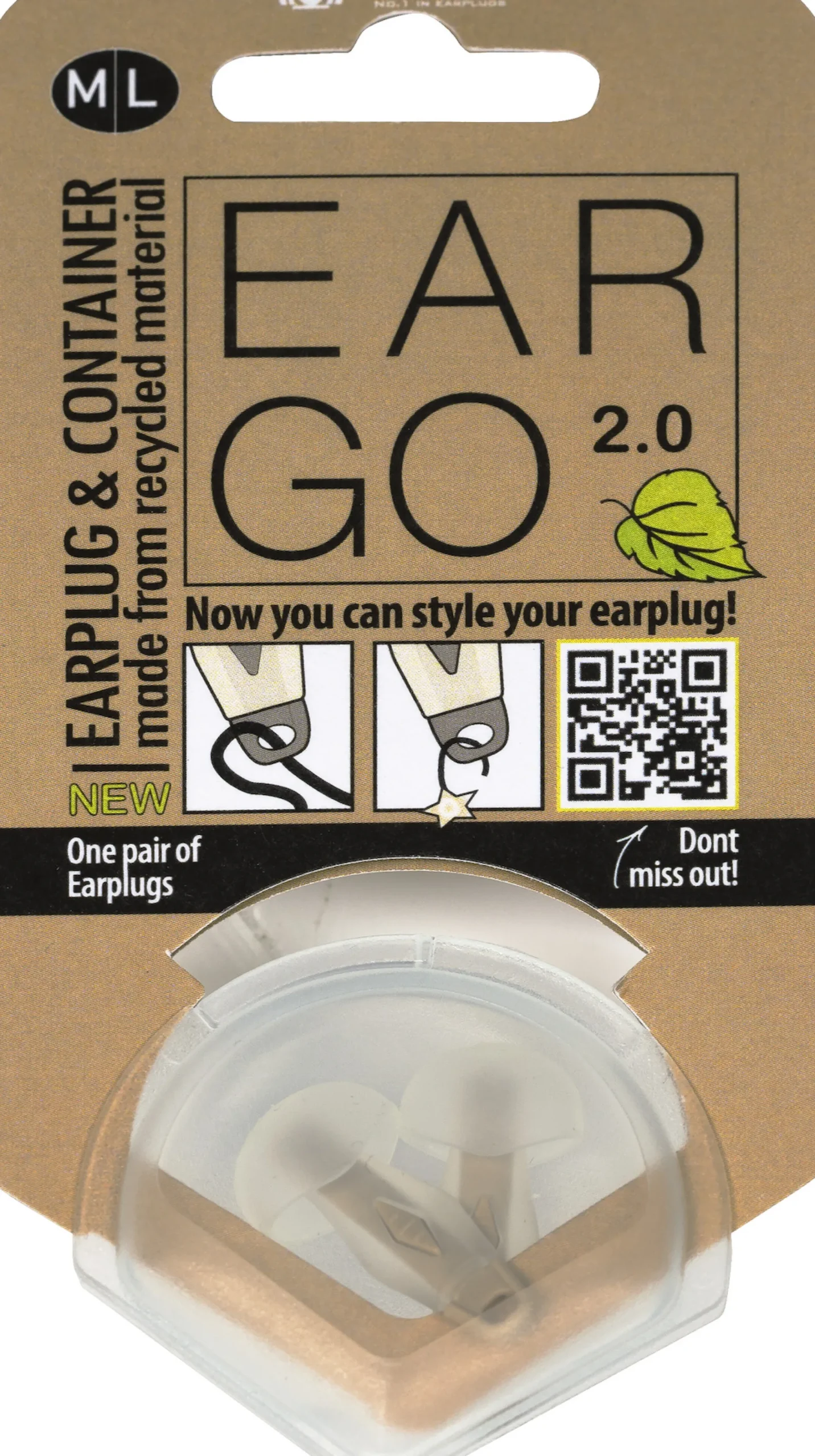 SwedSafe Eargo 2.0 Ear Plugs & Container Medium/Large 1 par
