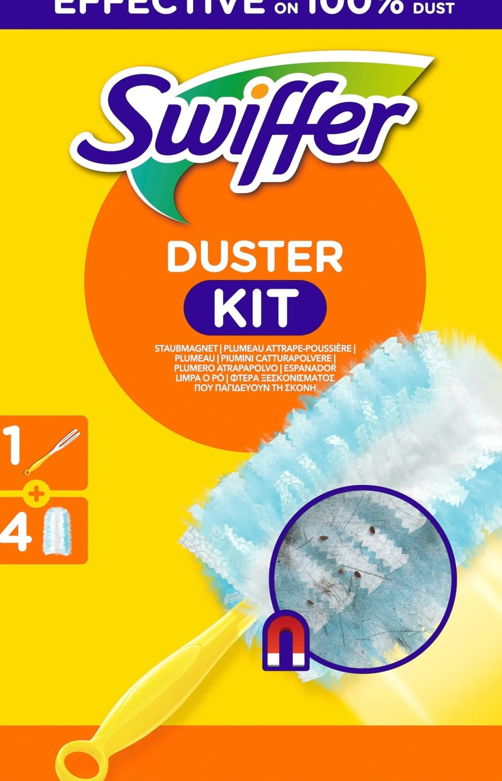 Swiffer Duster Starter Kit handtag + 4 refiller fångar 3x mer damm och hår