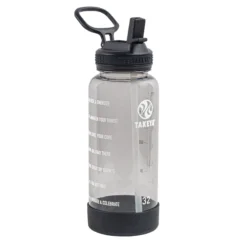 TAKEYA Tritan Motivational Straw Bottle Stormy Black 950 ml