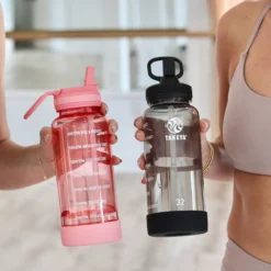 TAKEYA Tritan Motivational Straw Bottle Stormy Black 950 ml