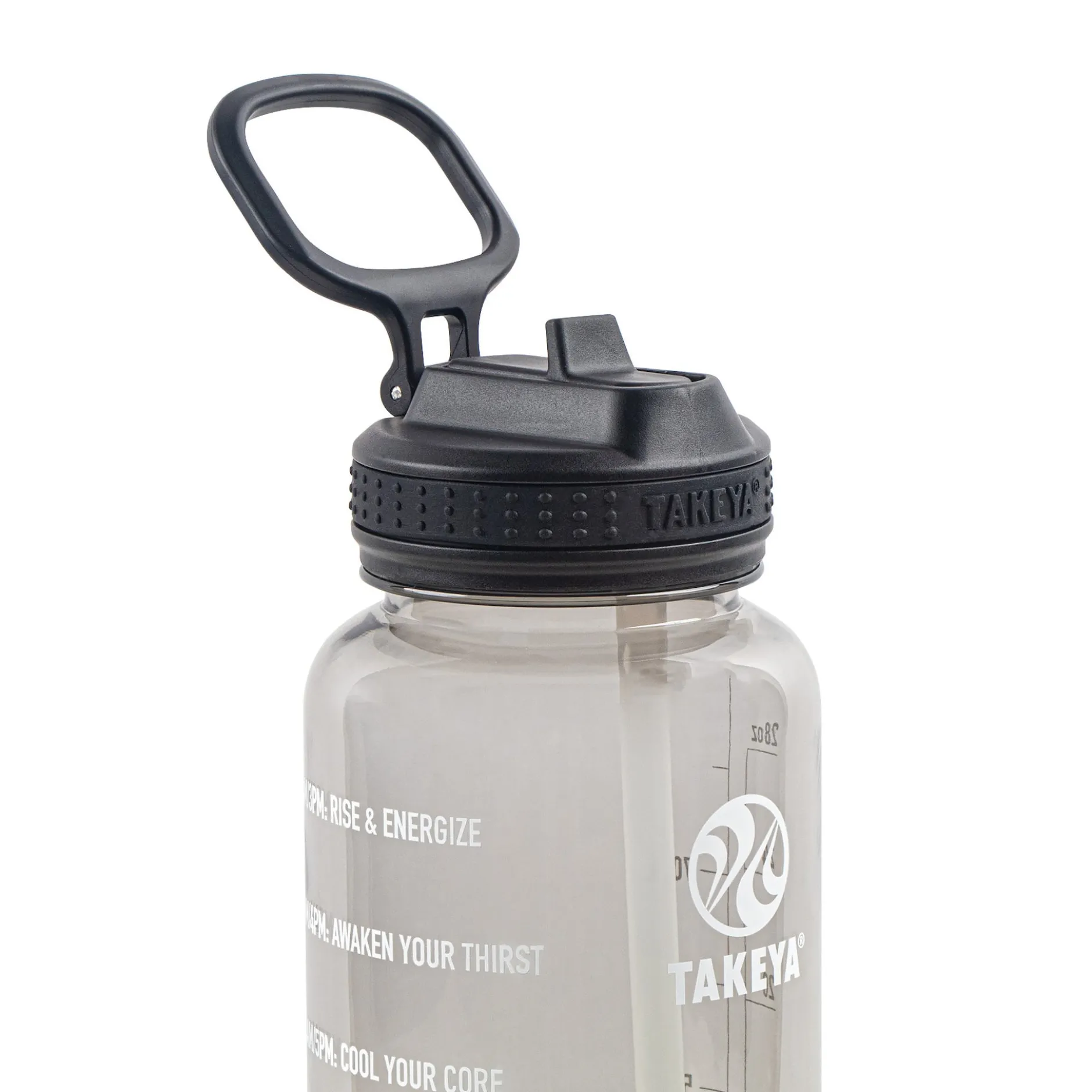 TAKEYA Tritan Motivational Straw Bottle Stormy Black 950 ml