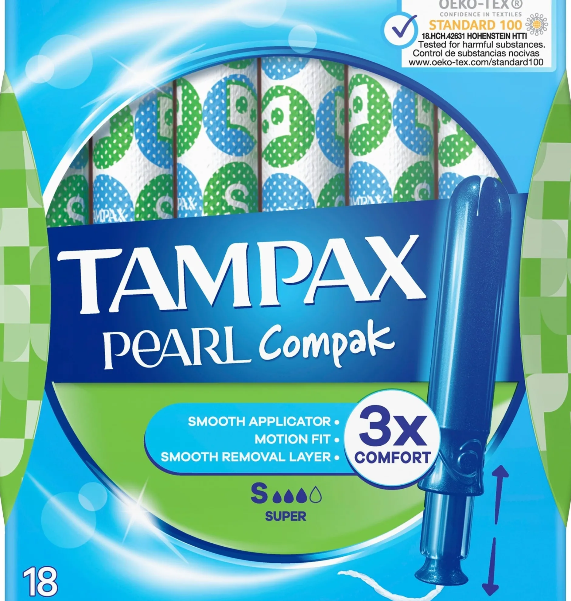 Tampax Compak Pearl Super Tamponger med applikator 18 st