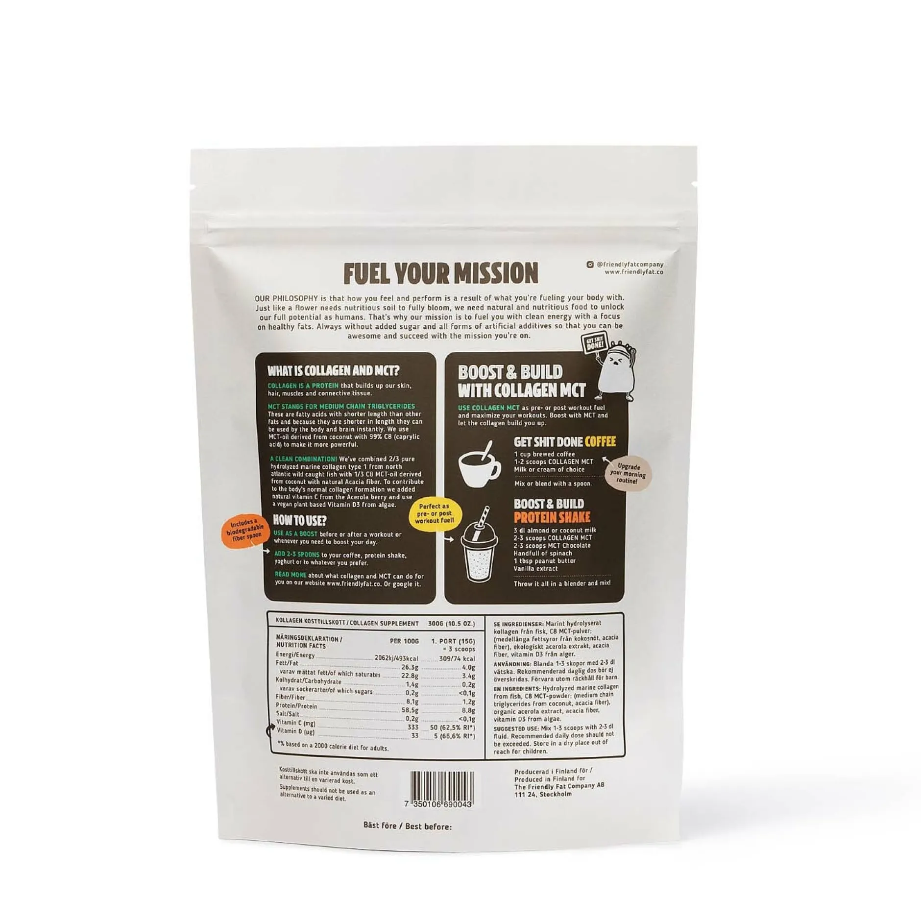 The Friendly Fat Company Kollagen MCT & Vitamin C 300 g