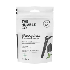 The Humble Co. Floss Picks Grip Handle Tandtrådsbyglar Charcoal 50 st