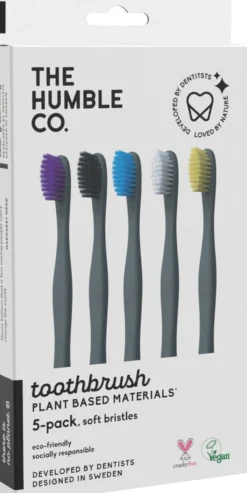 The Humble Co. Växtbaserade Tandborstar 5-pack - Blandade färger