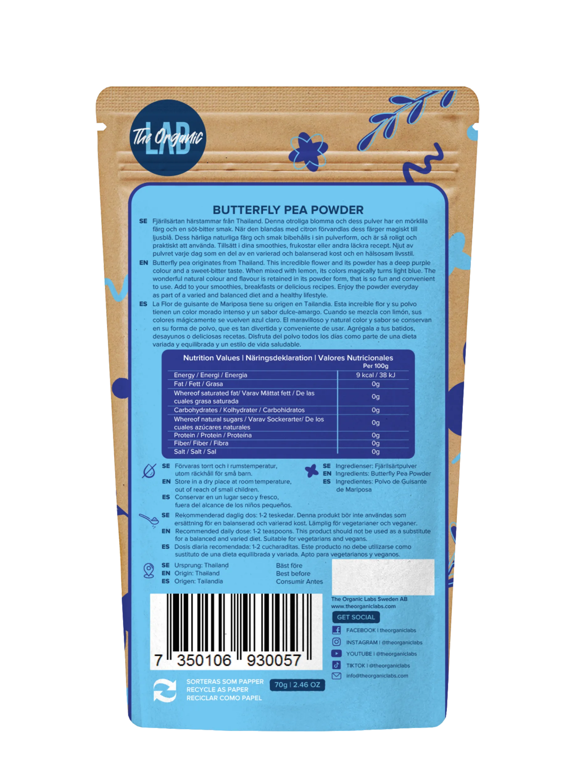 The Organic Labs Butterfly Pea Pulver 70g