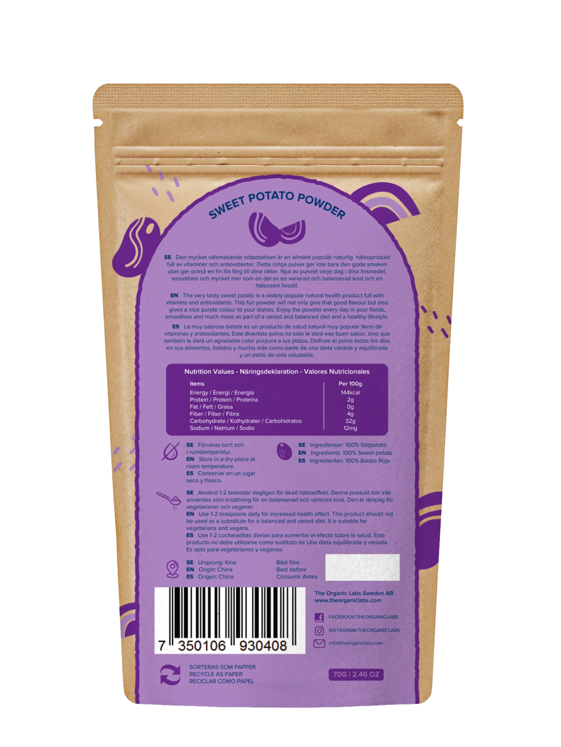 The Organic Labs Purple Sweet Potato pulver 70g