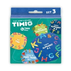 TIMIO Skivset 3 – Sagor, Klockan, Grönsaker, Alfabet A–L och Alfabet M–Z