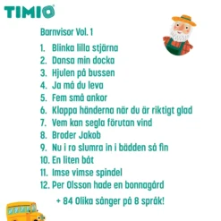 TIMIO Skivset 1 – Vilda djur, Barnvisor, Färger, Musik och Kroppsdelar