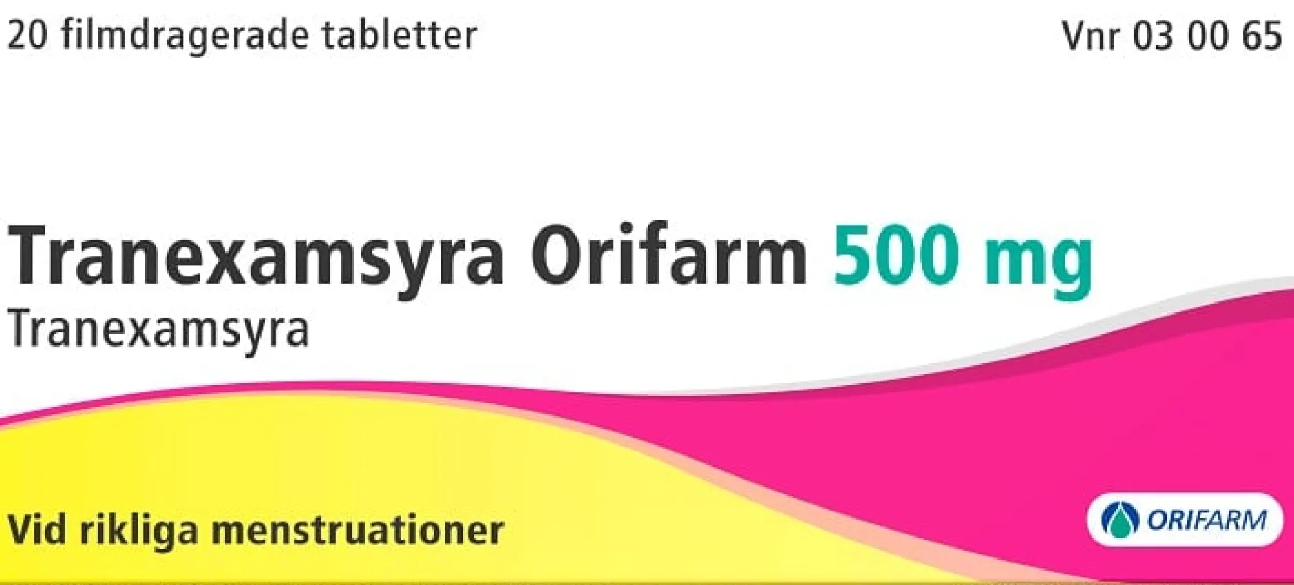 Tranexamsyra Orifarm 500 mg Tranexamsyra 20 tabletter