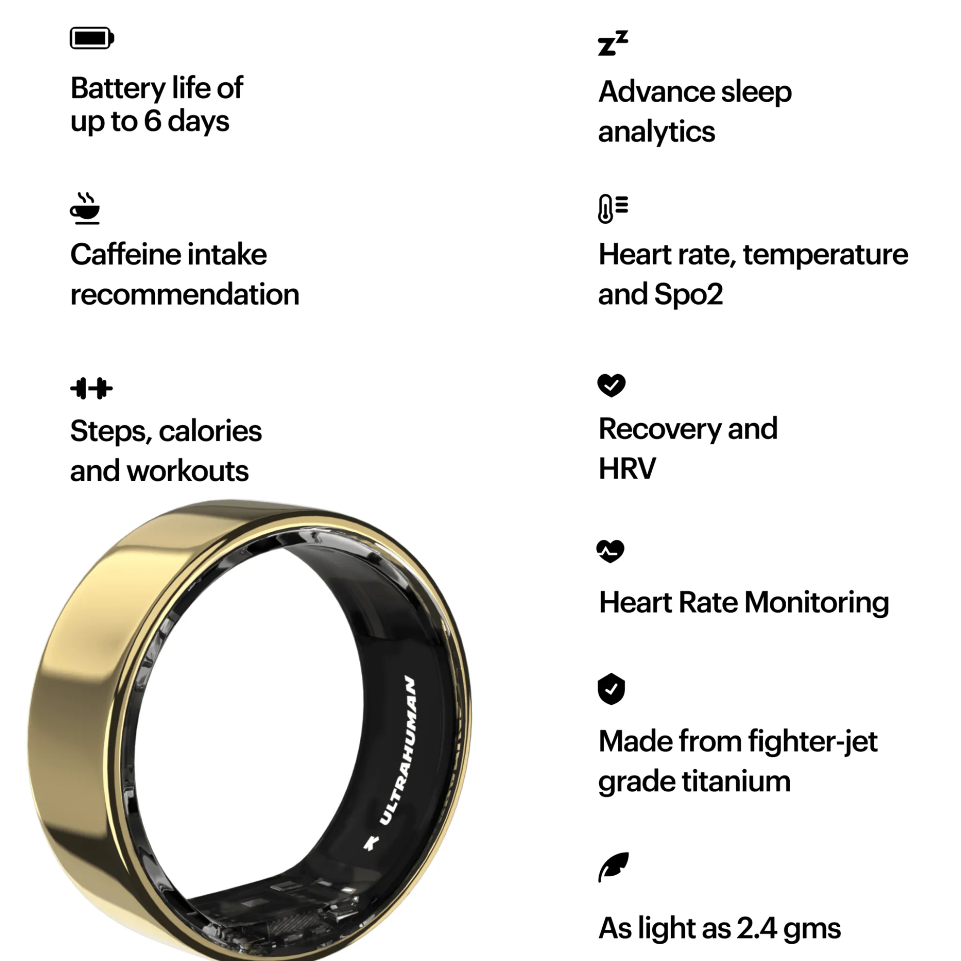 Ultrahuman Ring Air - Size-08 - Air Gold