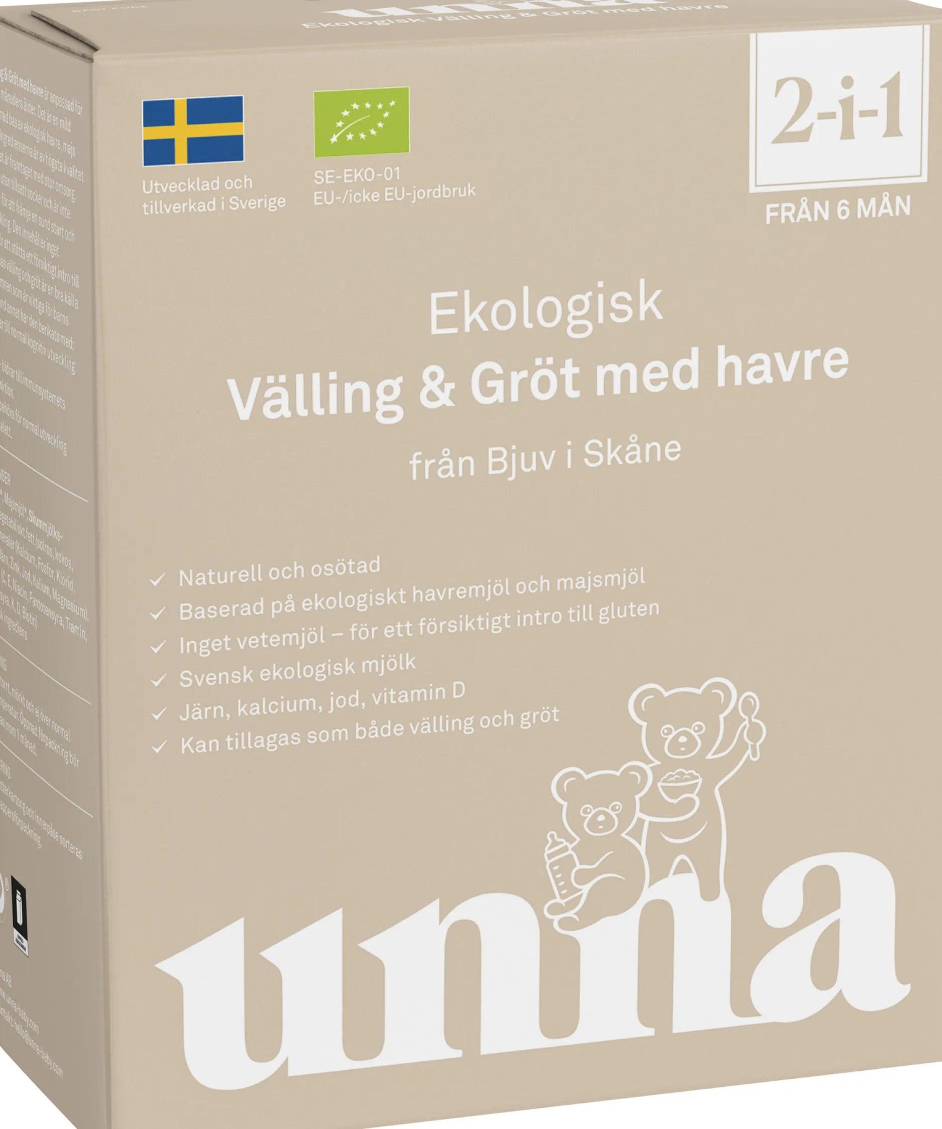 Unna Ekologisk Välling & Gröt med havre från 6 mån 300 g