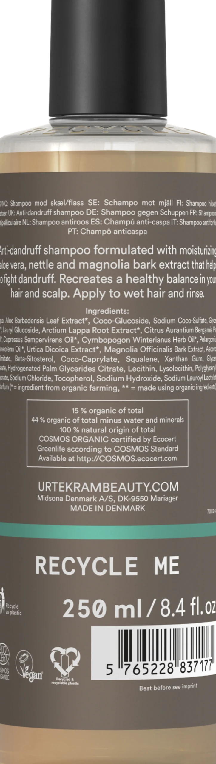 Urtekram Beauty Nettle Shampoo dandruff Organic 250 ml