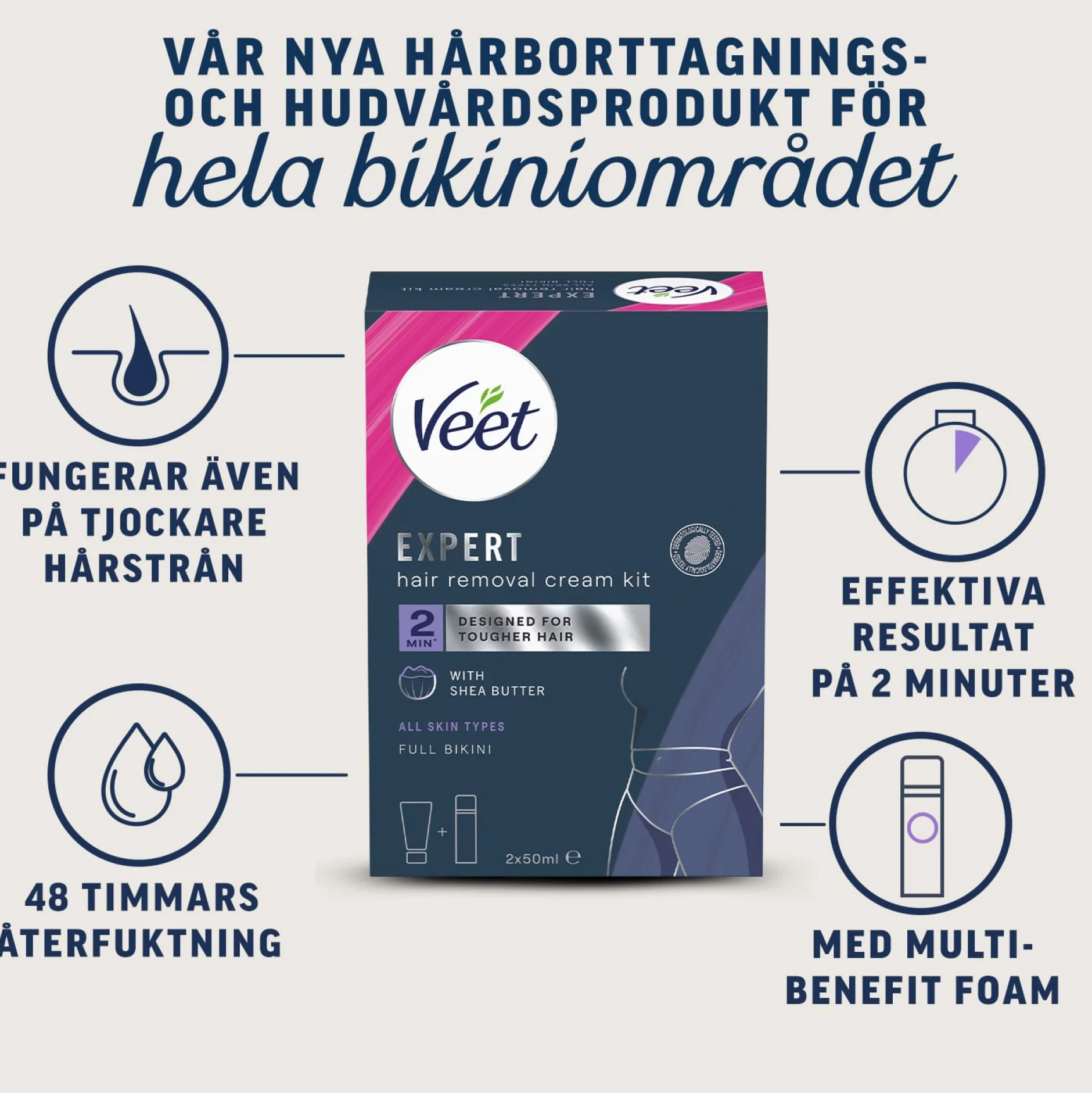 Veet Expert Hårborttagningskräm för intimområde 2x50 ml