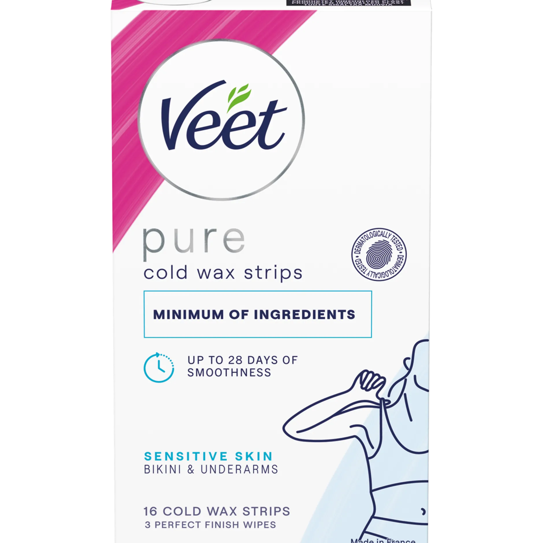 Veet Pure Vaxremsor Cold wax bikini & underarm Sensitive 16 st