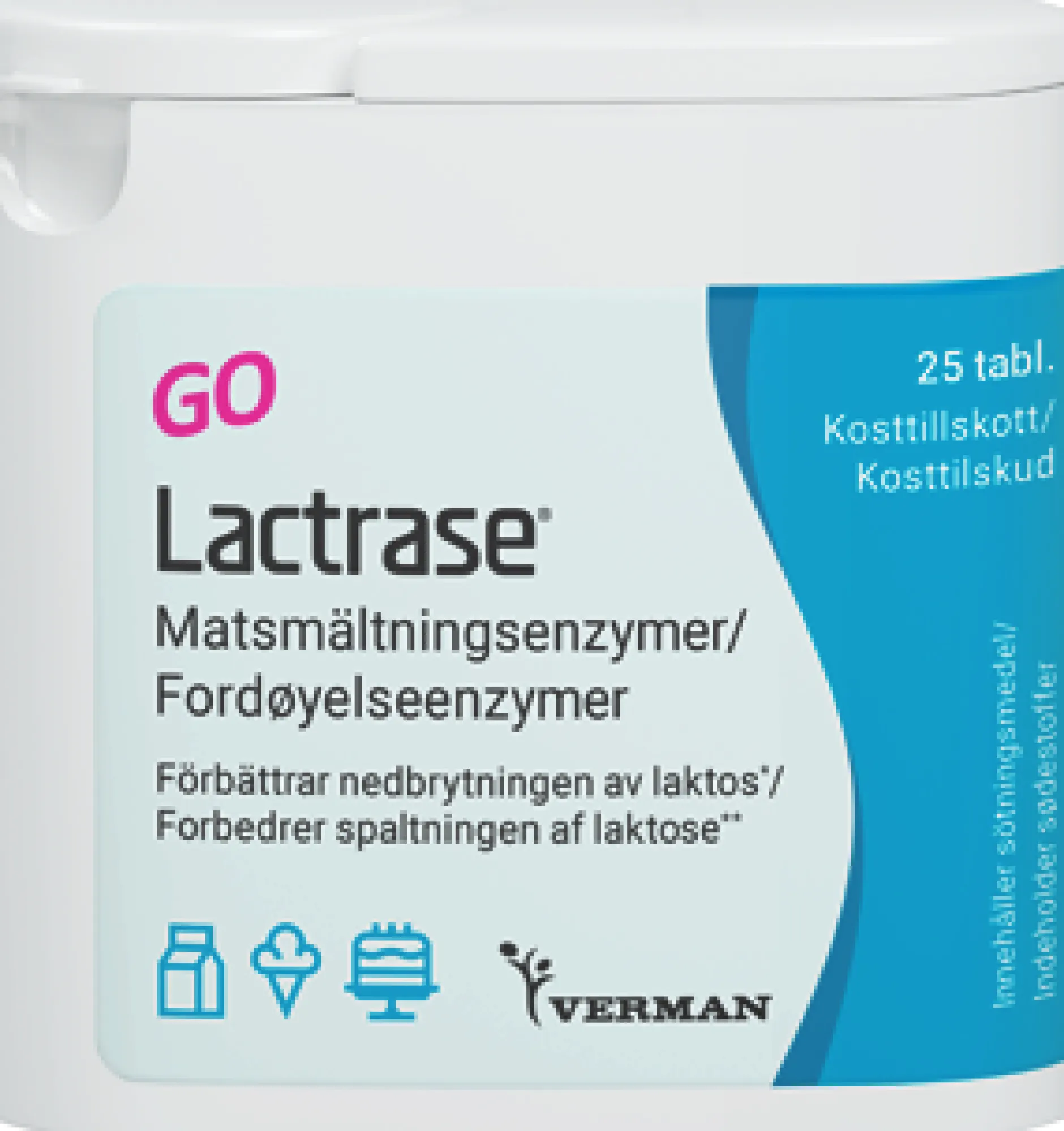 Verman Lactrase GO Laktasenzym 25 tabletter