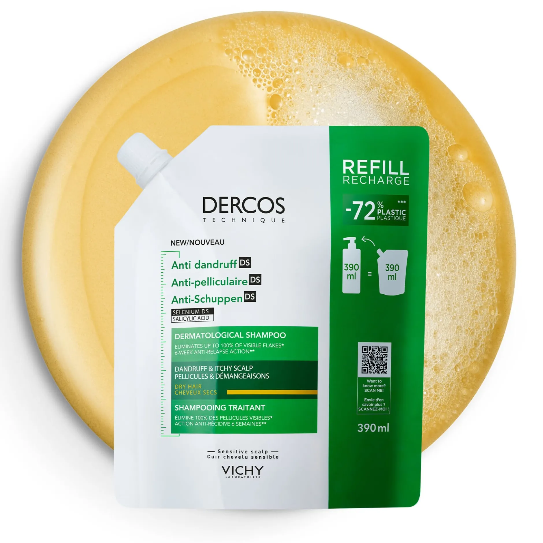 Vichy Dercos Anti-Dandruff Shampoo Dry Refill 390 ml
