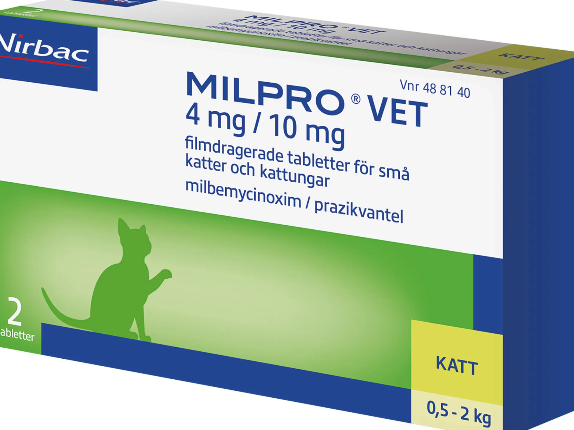Virbac Milpro Vet 4 mg/10 mg Avmaskningsmedel för små katter & kattungar 2 tabletter
