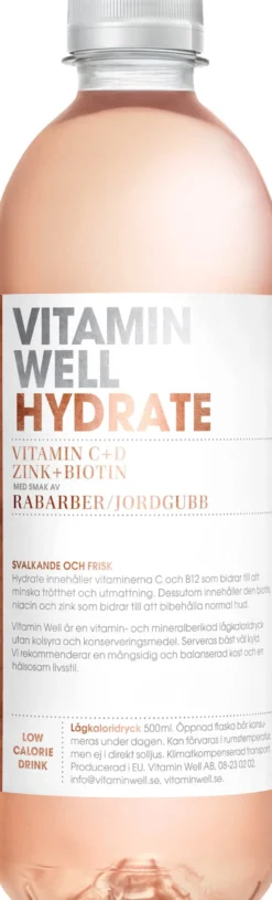 Vitamin Well Hydrate Rabarber & Jordgubb 500 ml