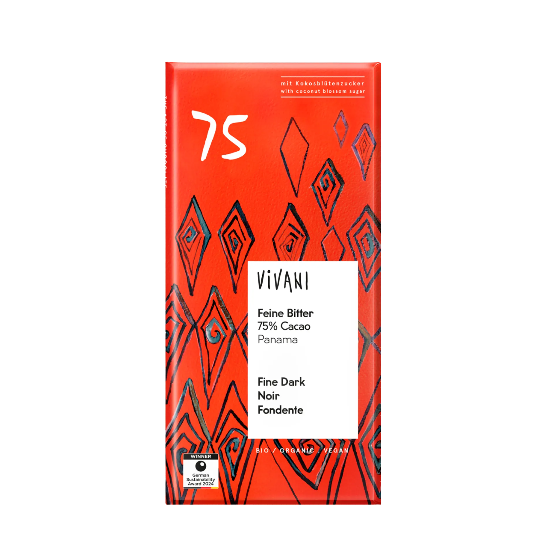 Vivani Mörk Choklad 75% Kokossocker Eko 80 g