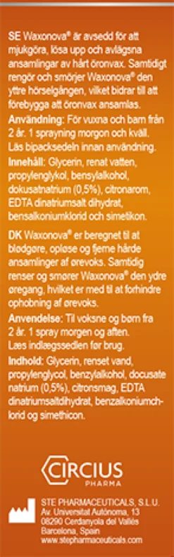 Waxonova Hard Wax Remover Öronspray mot vaxproppar/hårt vax 15 ml