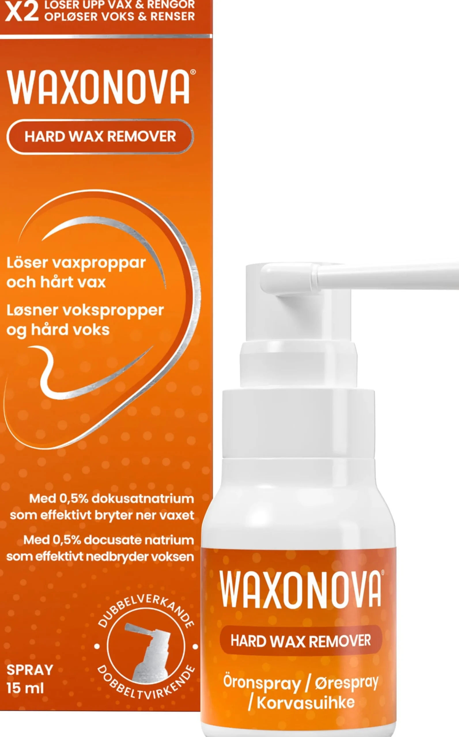 Waxonova Hard Wax Remover Öronspray mot vaxproppar/hårt vax 15 ml