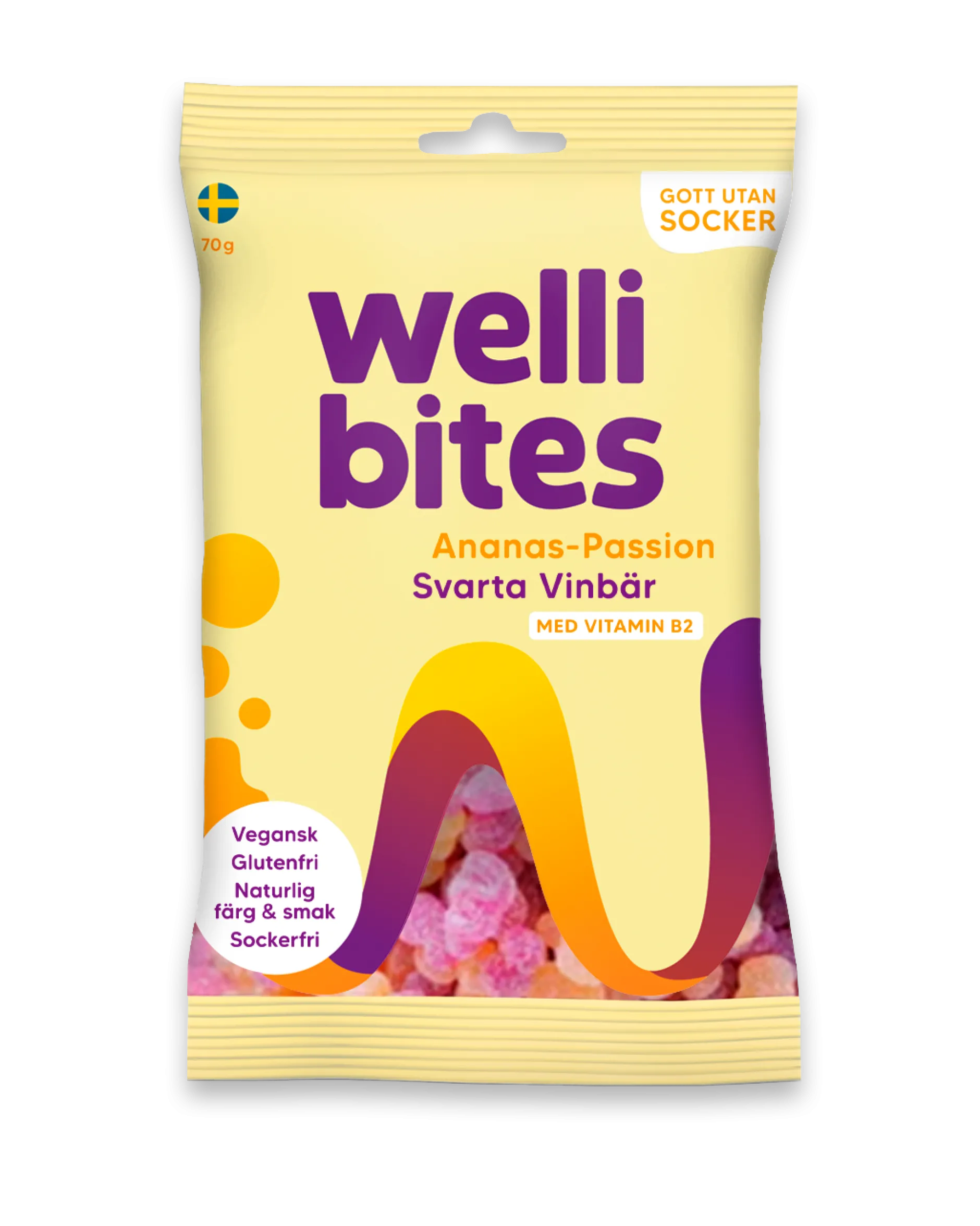Wellibites Ananas-Passion & Svarta Vinbär 70g