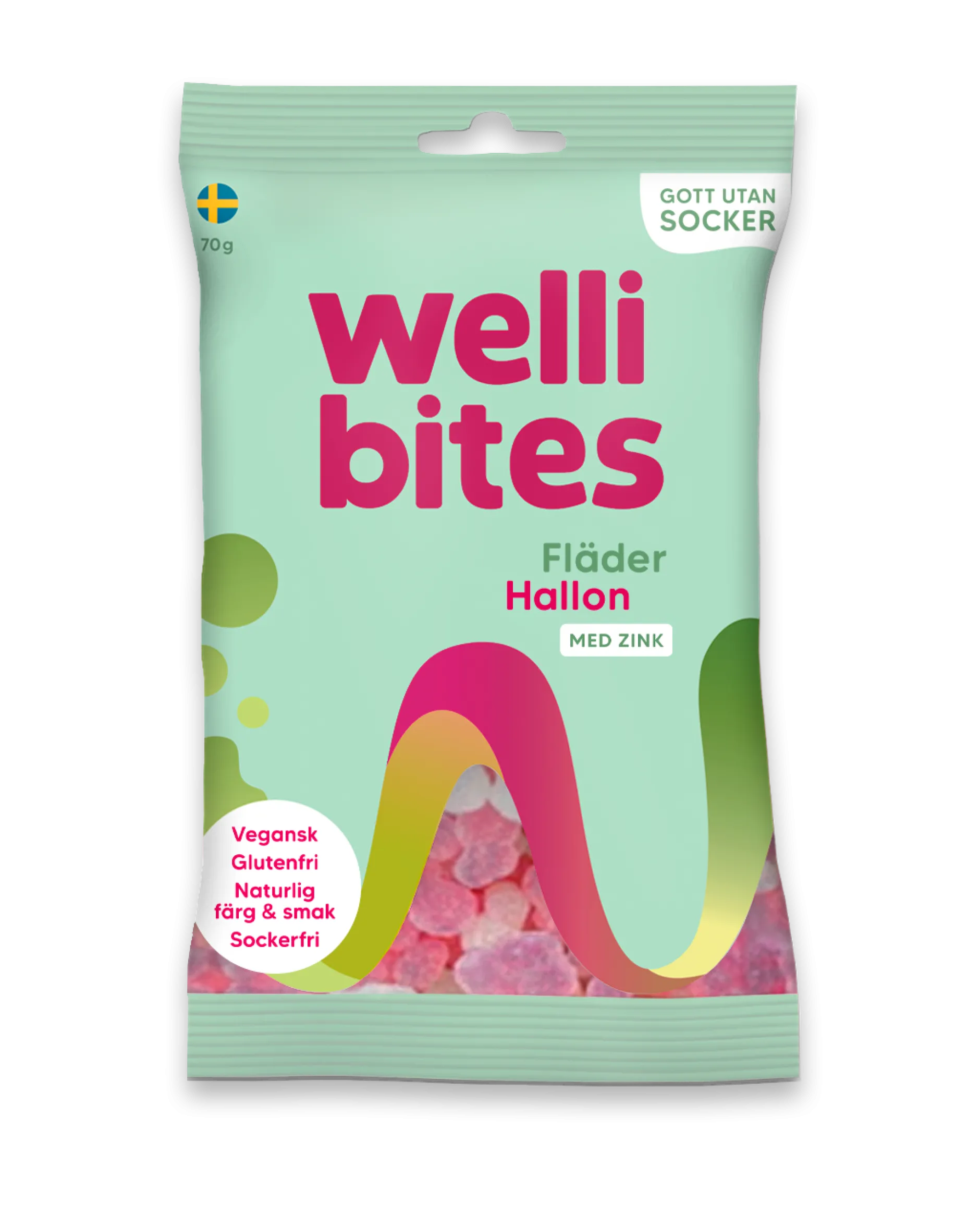 Wellibites Fläder & Hallon 70 g