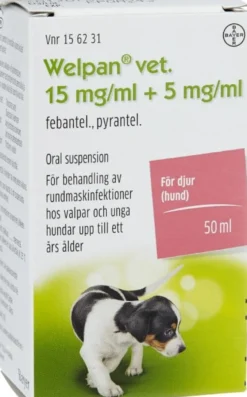 Welpan Vet. oral suspension 5 mg/ml+15 mg/ml, 50 ml